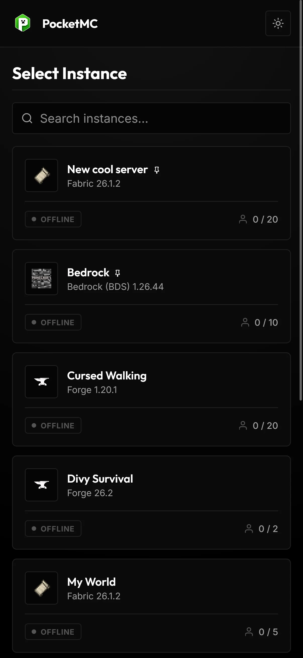 Mobile Instance Selector